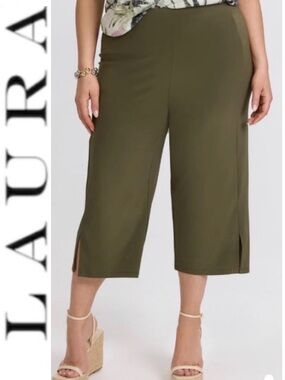 2X Laura Plus Side Split Pull On Capri Pants: Smooth with Clean Waistband, NWT